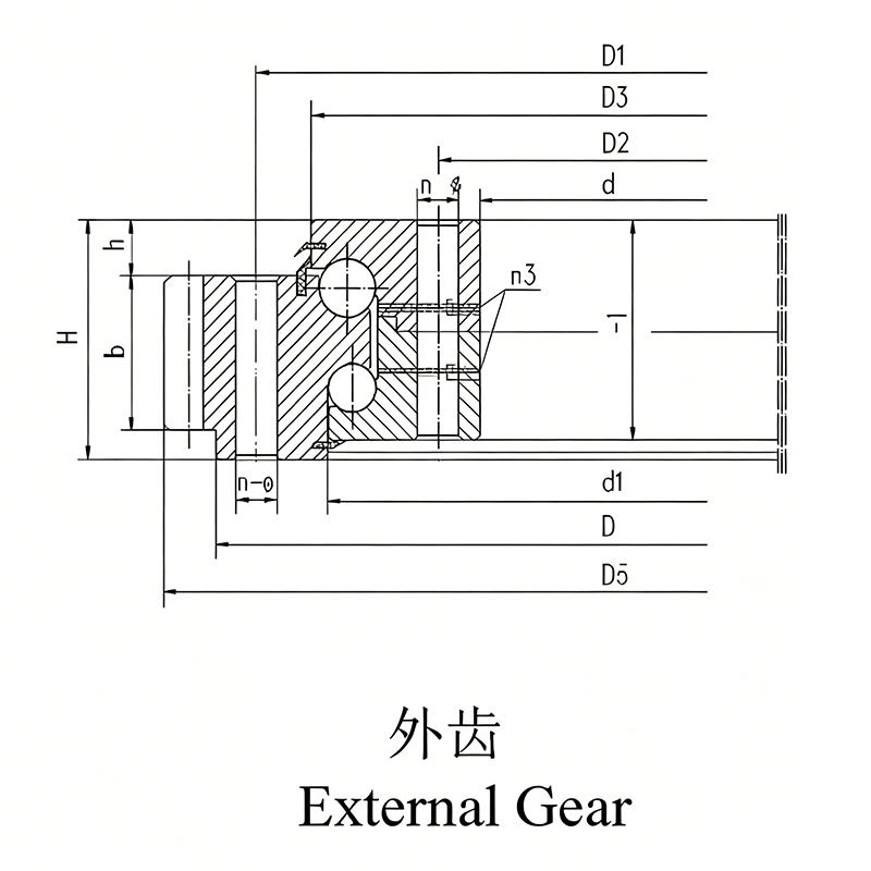 External Gear Cross Roller Ring Bearing Structure Drawing for Heavy Load Rotation Systems External Gear Cross Roller Ring Bearing Structure Drawing for Heavy Load Rotation Systems
