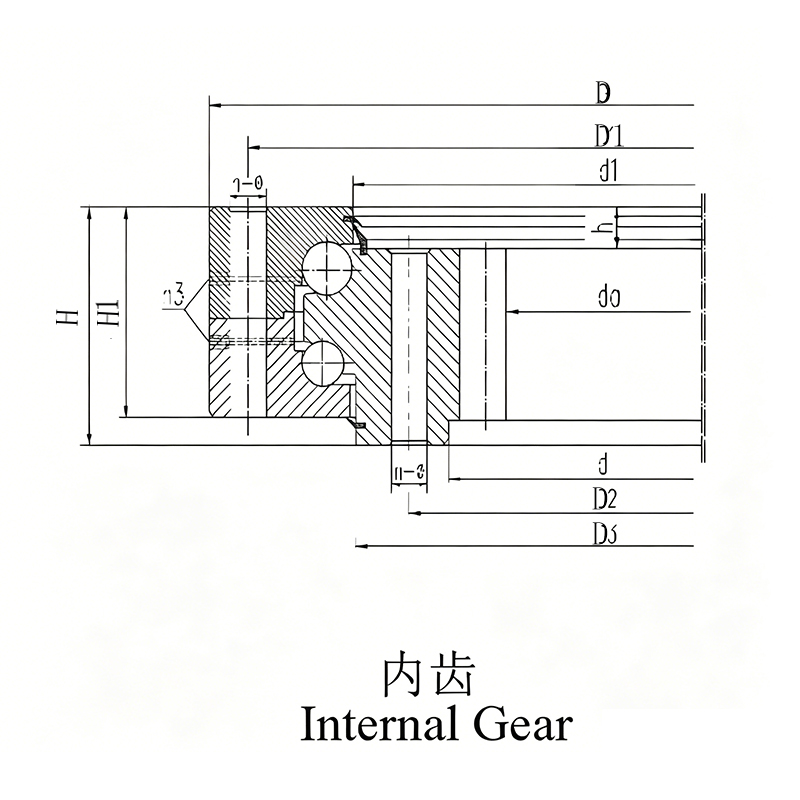 Double Row Ball Slewing Bearing Internal Gear Structure Drawing Double Row Ball Slewing Bearing Internal Gear Structure Drawing
