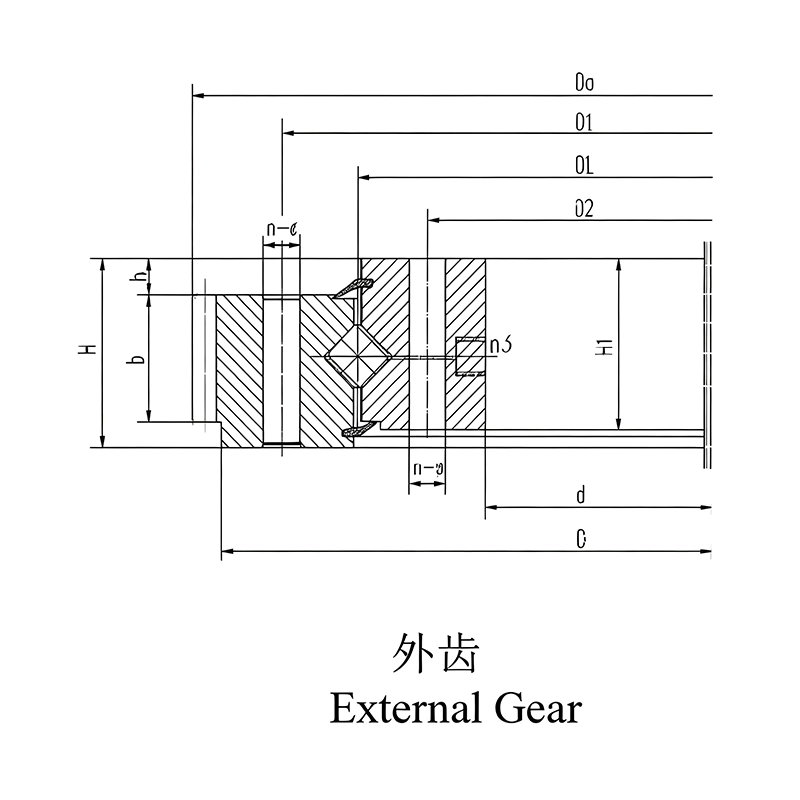 Single Row Cross Roller Slewing Bearing - HJ Series Single Row Cross Roller Slewing Bearing - HJ Series
